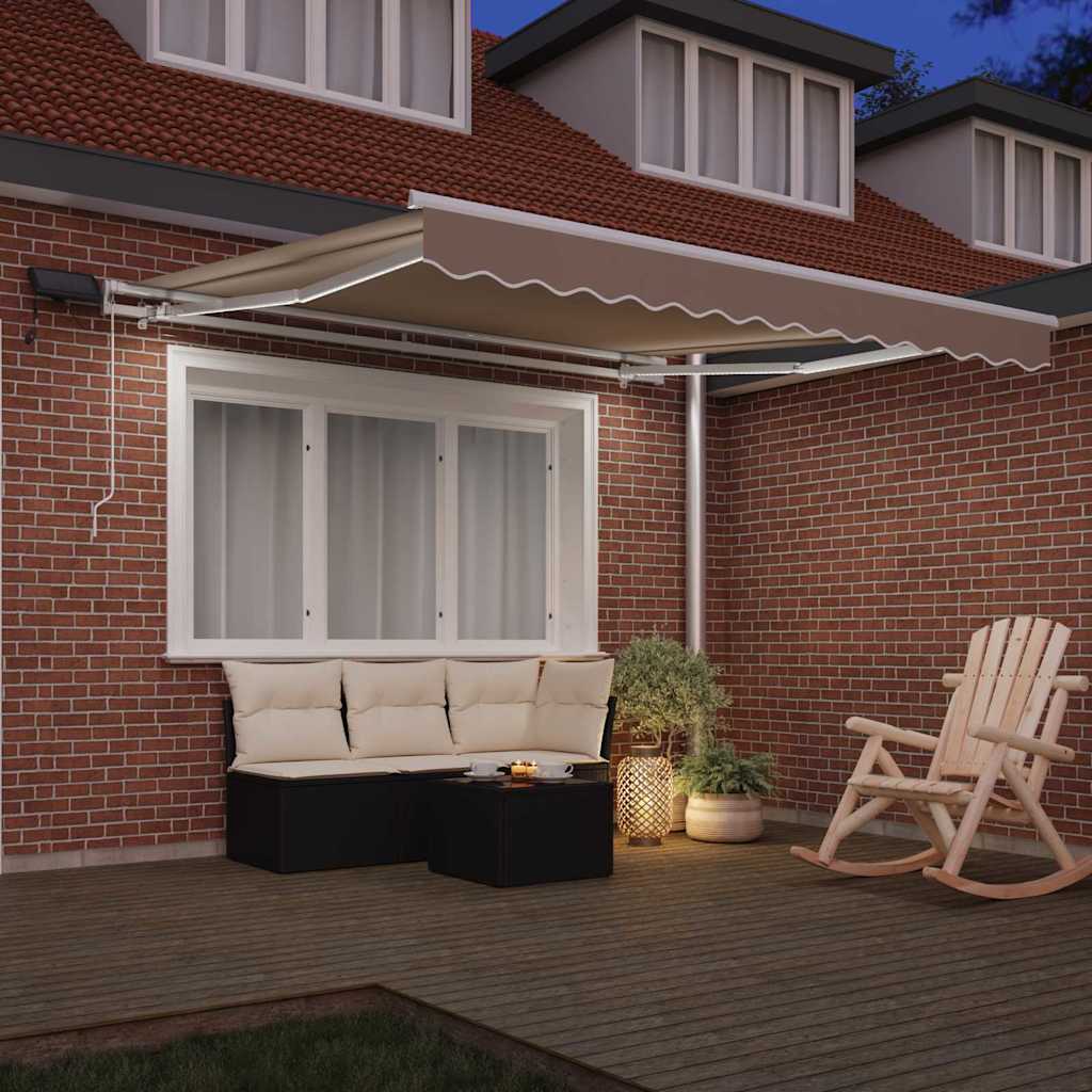 Einziehbare Markise Beige 350 x 250 cm Stoff und Stahl