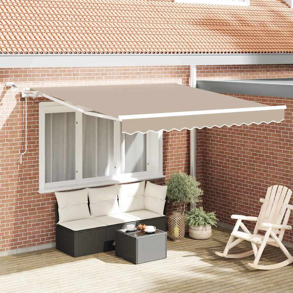 Einziehbare Markise Beige 350 x 250 cm Polyester und Metall