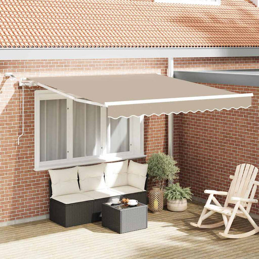 Einziehbare Markise Beige 350 x 250 cm Polyester und Metall