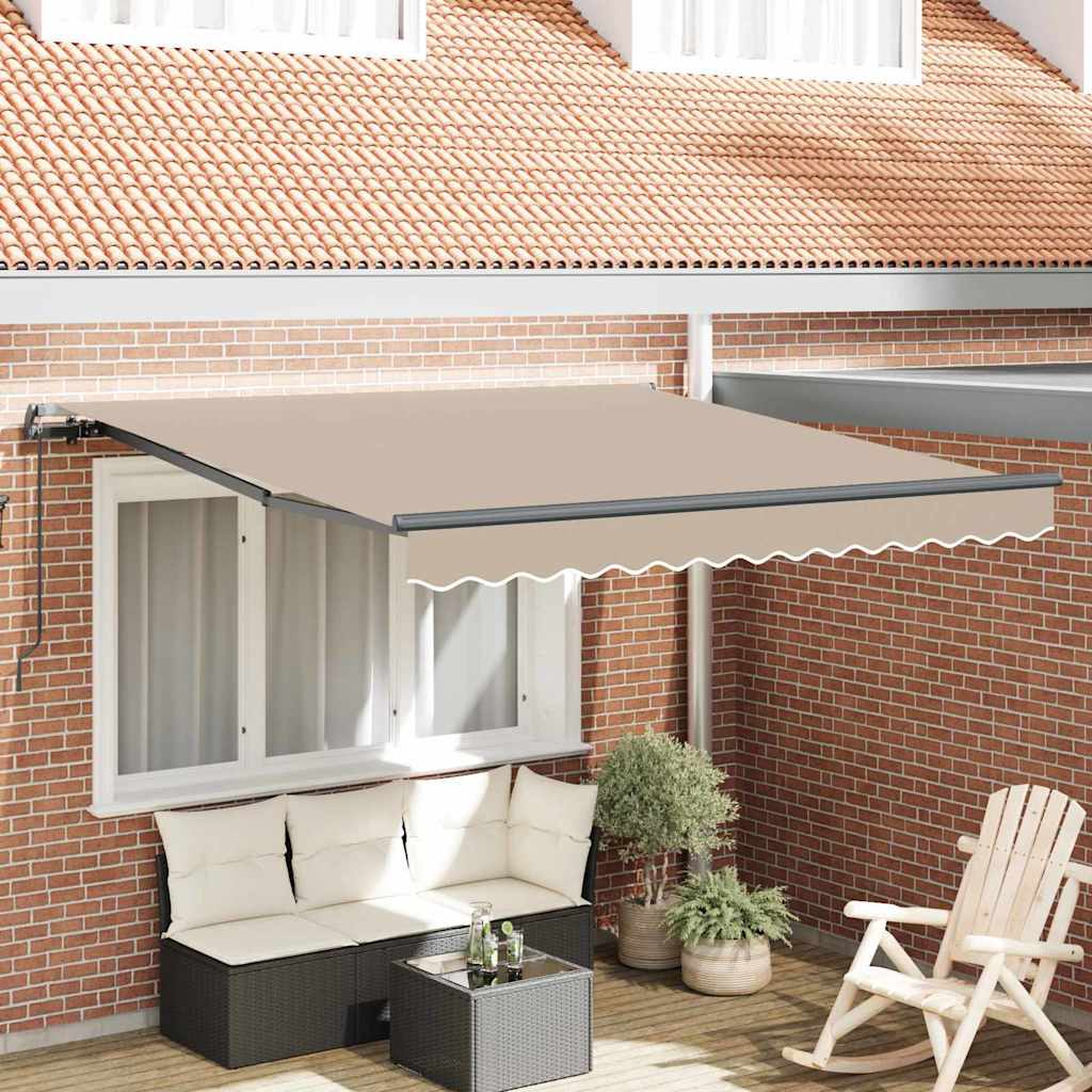 Einziehbare Markise Beige 350 x 250 cm Polyester und Stahl