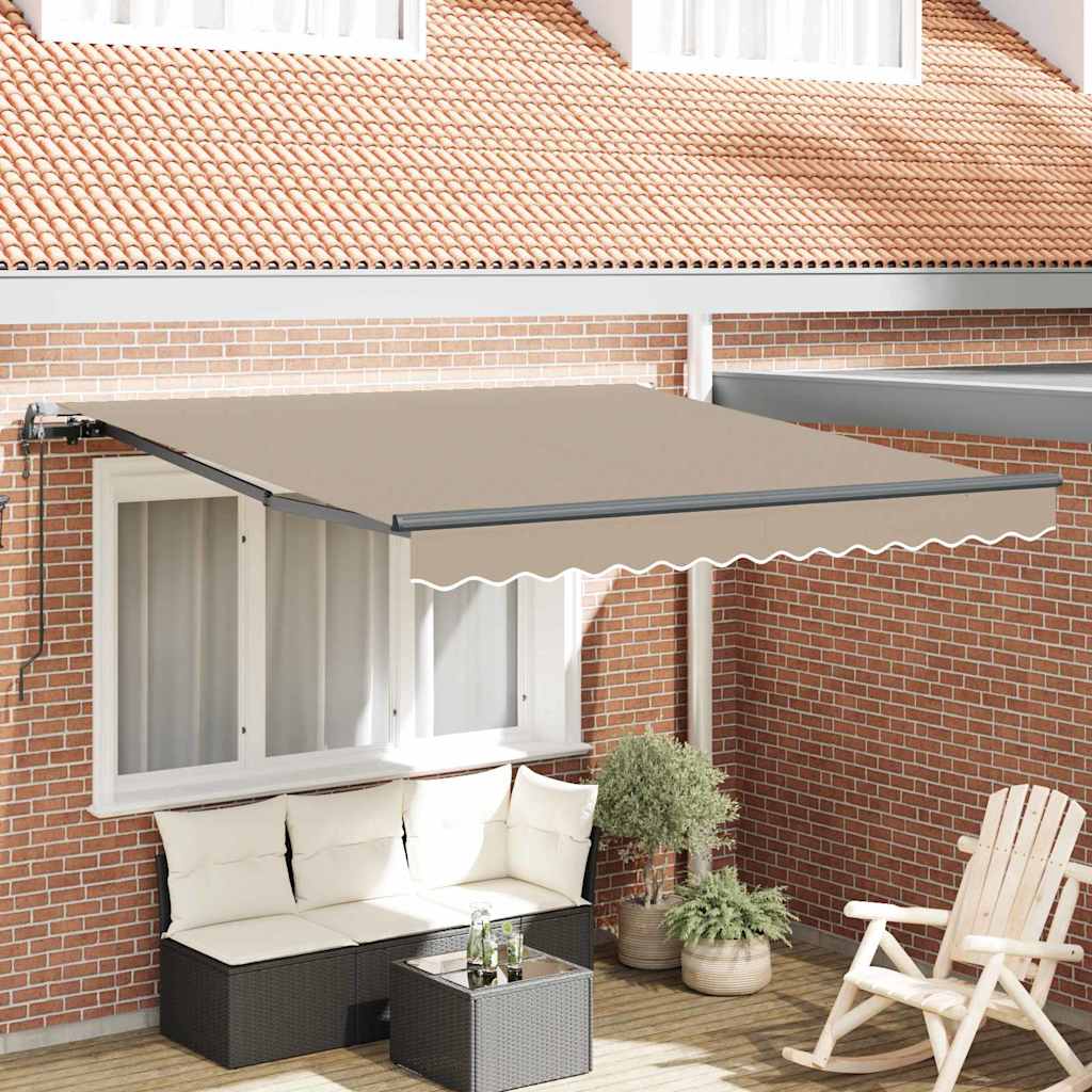 Einziehbare Markise Beige 350 x 250 cm Stoff und Aluminium