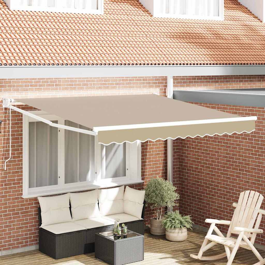 Einziehbare Markise Beige 350 x 250 cm Polyester und Aluminium