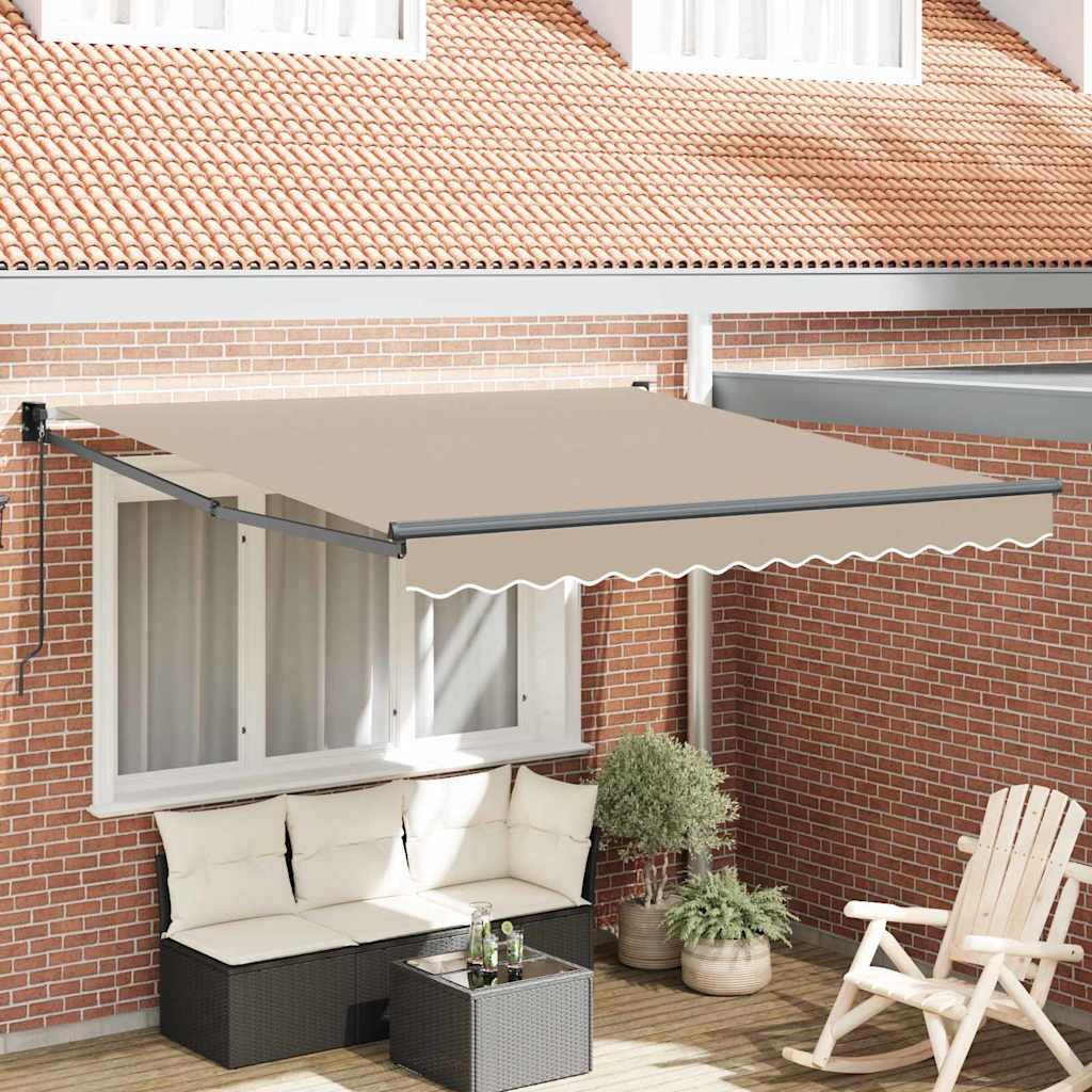 Einziehbare Markise Beige 350 x 250 cm Polyester und Aluminium