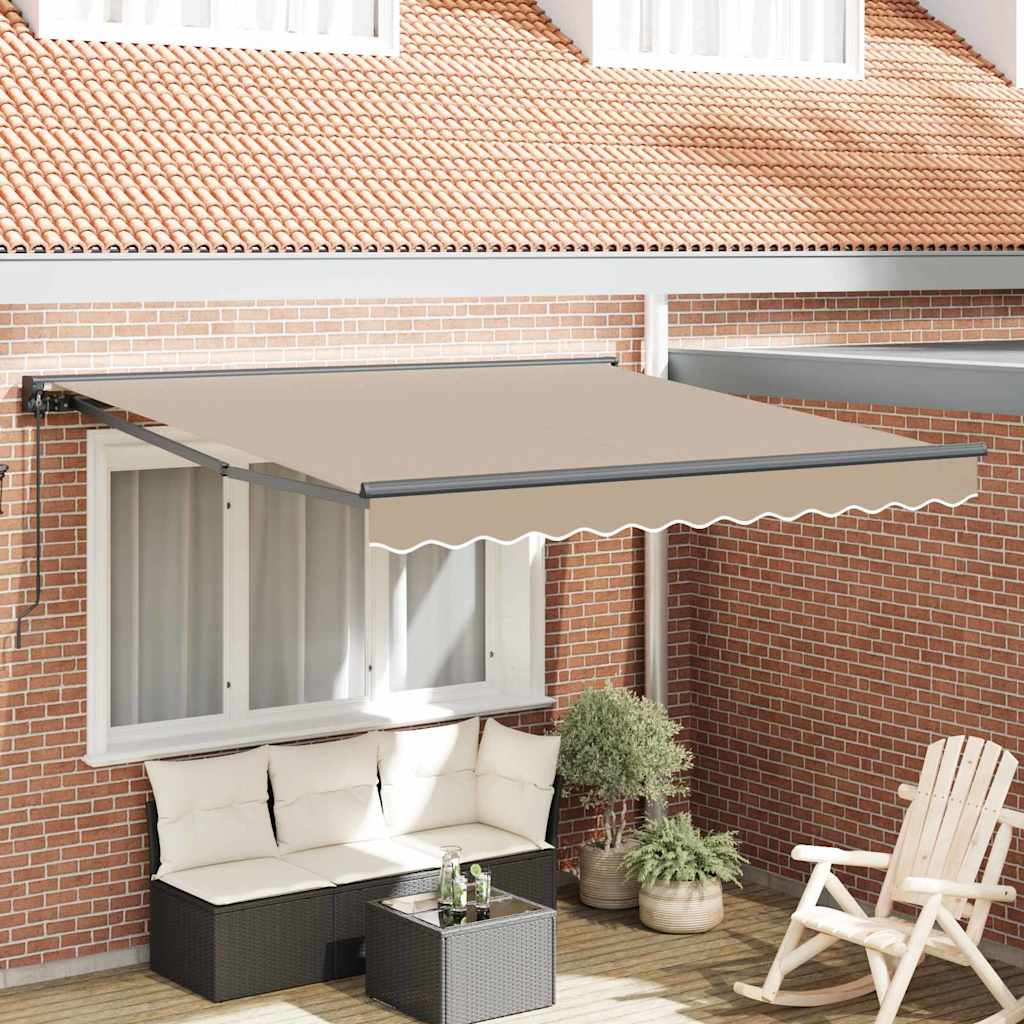 Einziehbare Markise Beige 350 x 250 cm Polyester und Metall