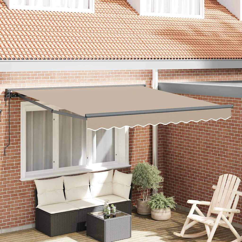 Einziehbare Markise Beige 350 x 250 cm Polyester und Metall