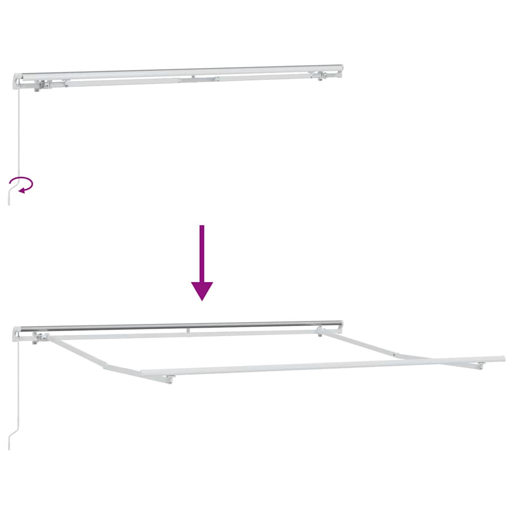 Einziehbare Markise Weiß 350 x 250 cm Polyester und Aluminium
