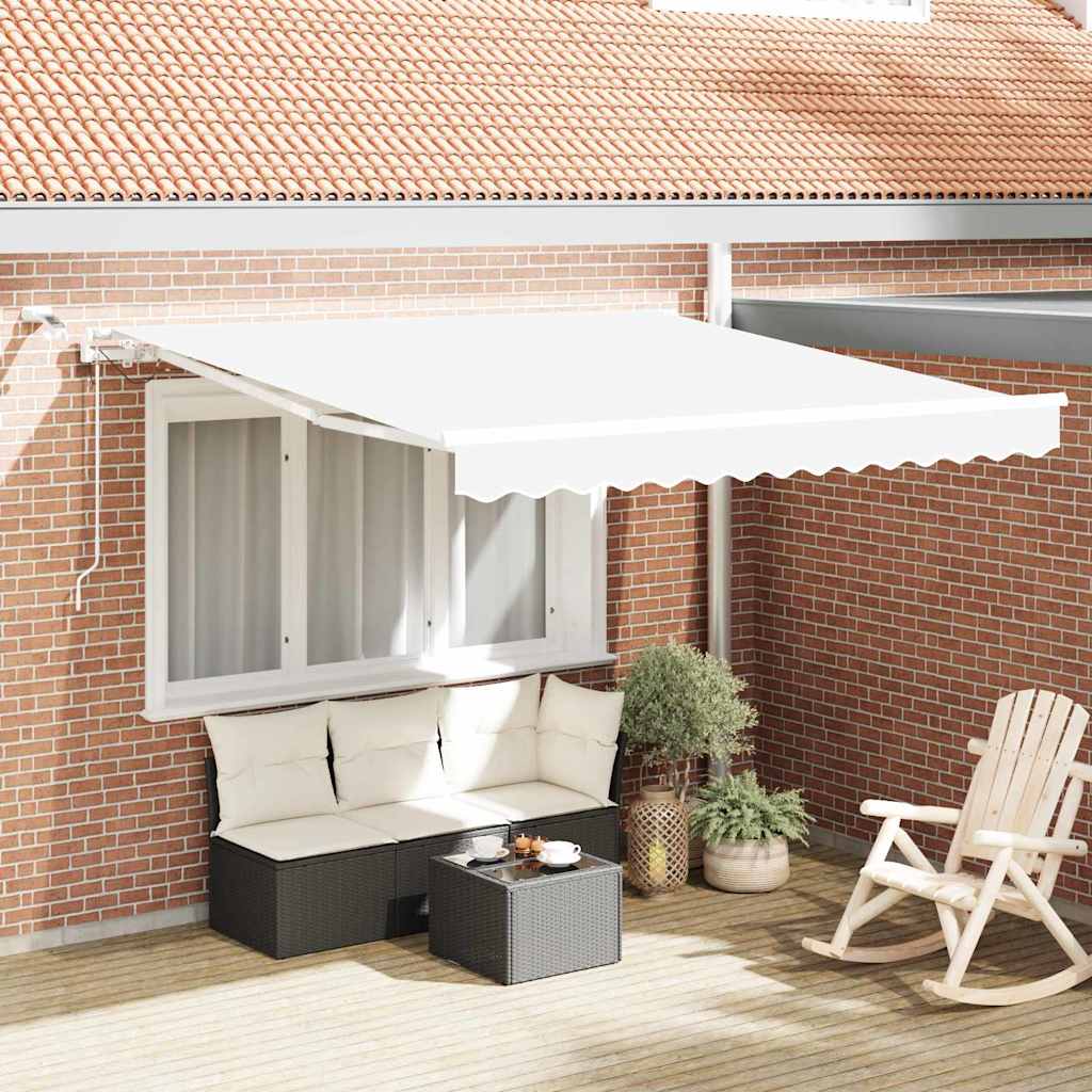 Einziehbare Markise Weiß 350 x 250 cm Polyester und Metall