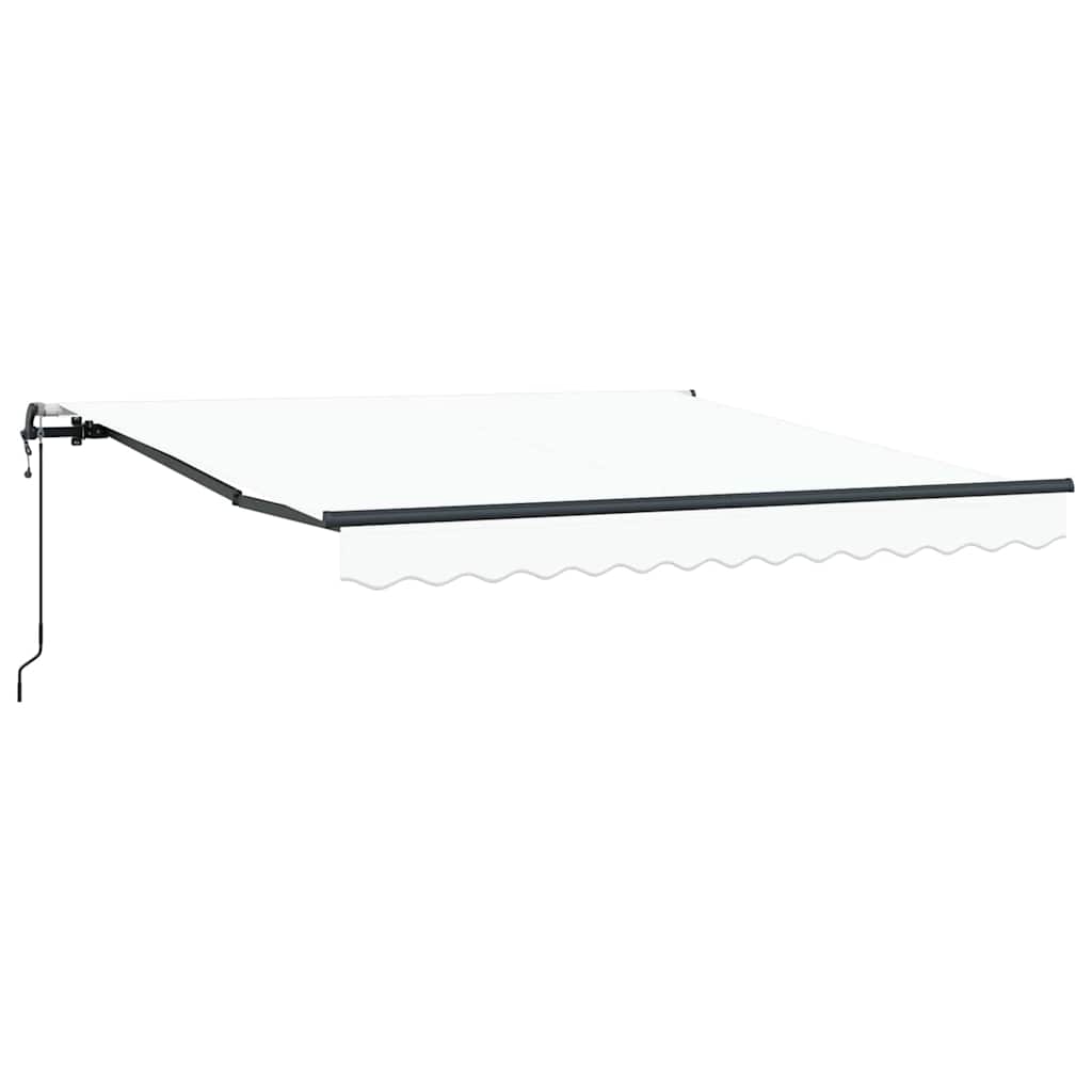 Einziehbare Markise Weiß 350 x 250 cm Stoff und Aluminium