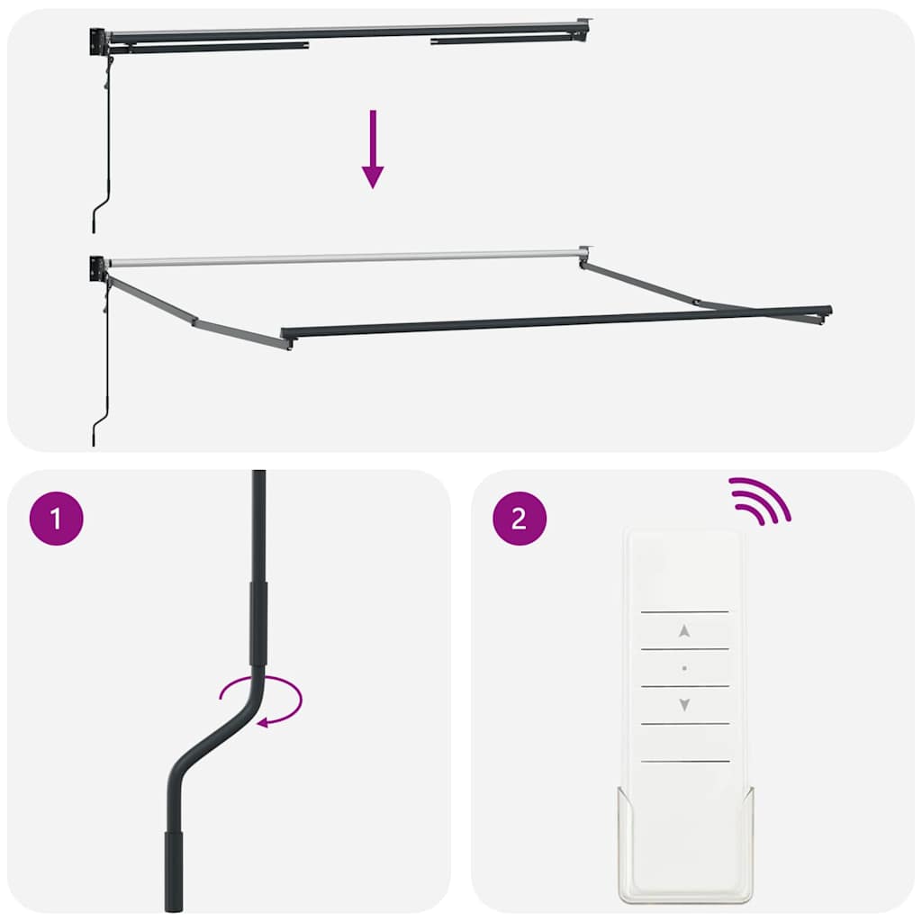 Einziehbare Markise Weiß 350 x 250 cm Polyester und Aluminium
