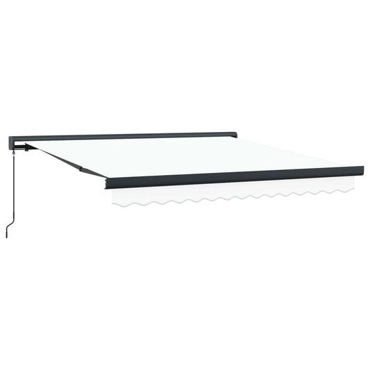 Einziehbare Markise Weiß 350 x 250 cm Stoff und Metall