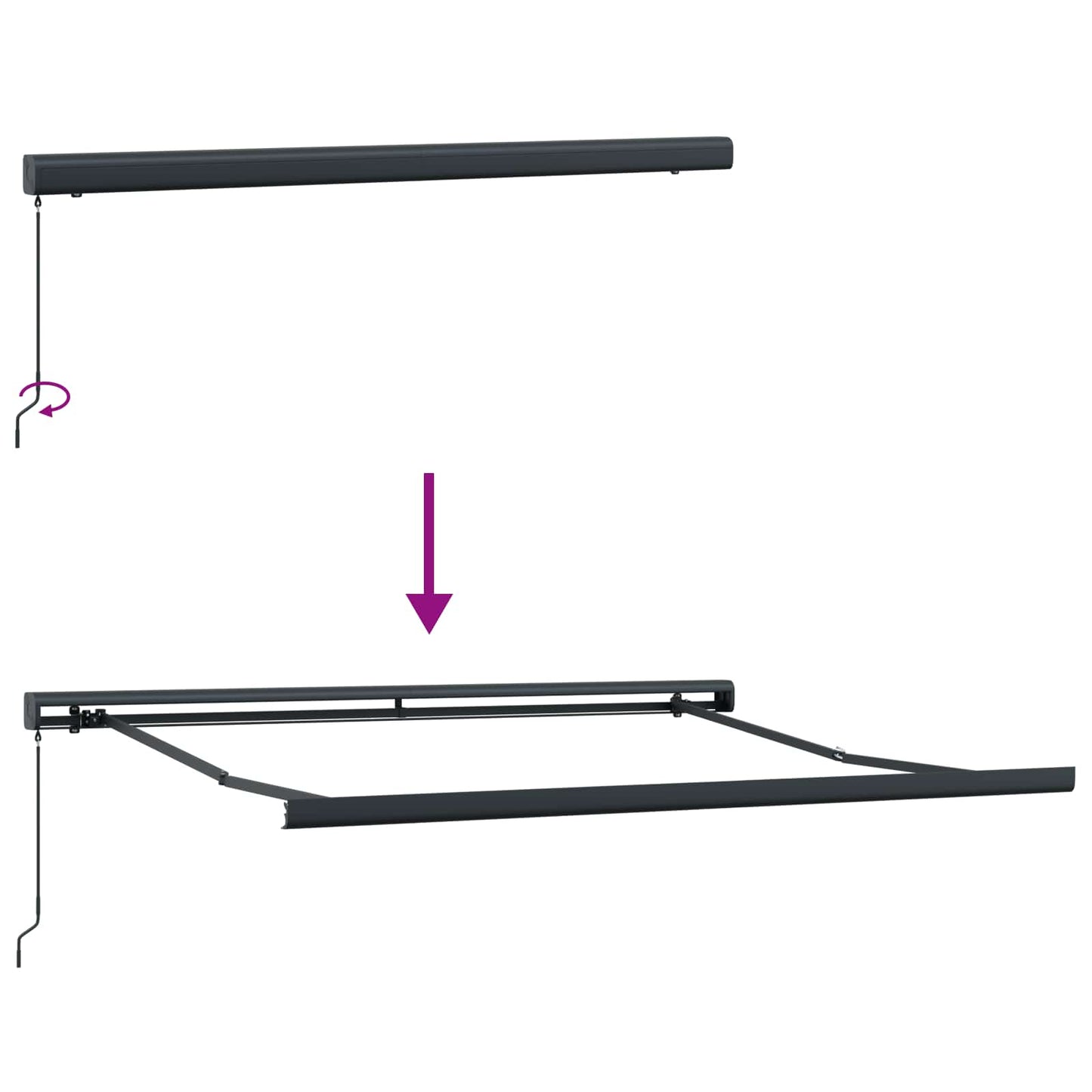 Einziehbare Markise Weiß 350 x 250 cm Stoff und Metall