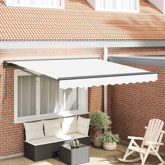 Einziehbare Markise Weiß 350 x 250 cm Polyester und Metall