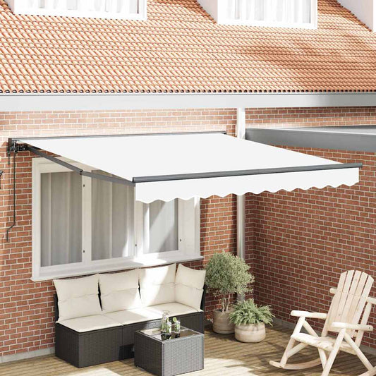 Einziehbare Markise Weiß 350 x 250 cm Polyester und Metall