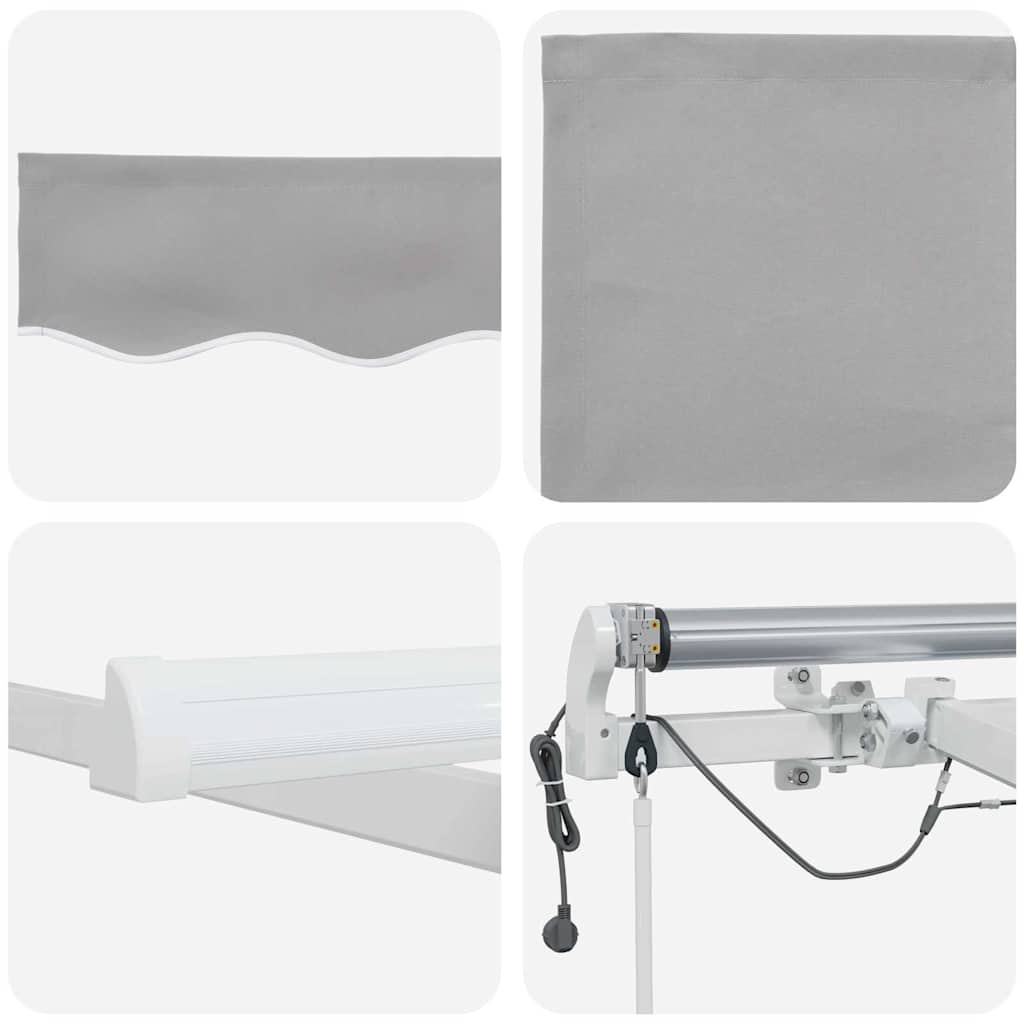 Einziehbare Markise Hellgrau 350 x 250 cm Polyester und Metall