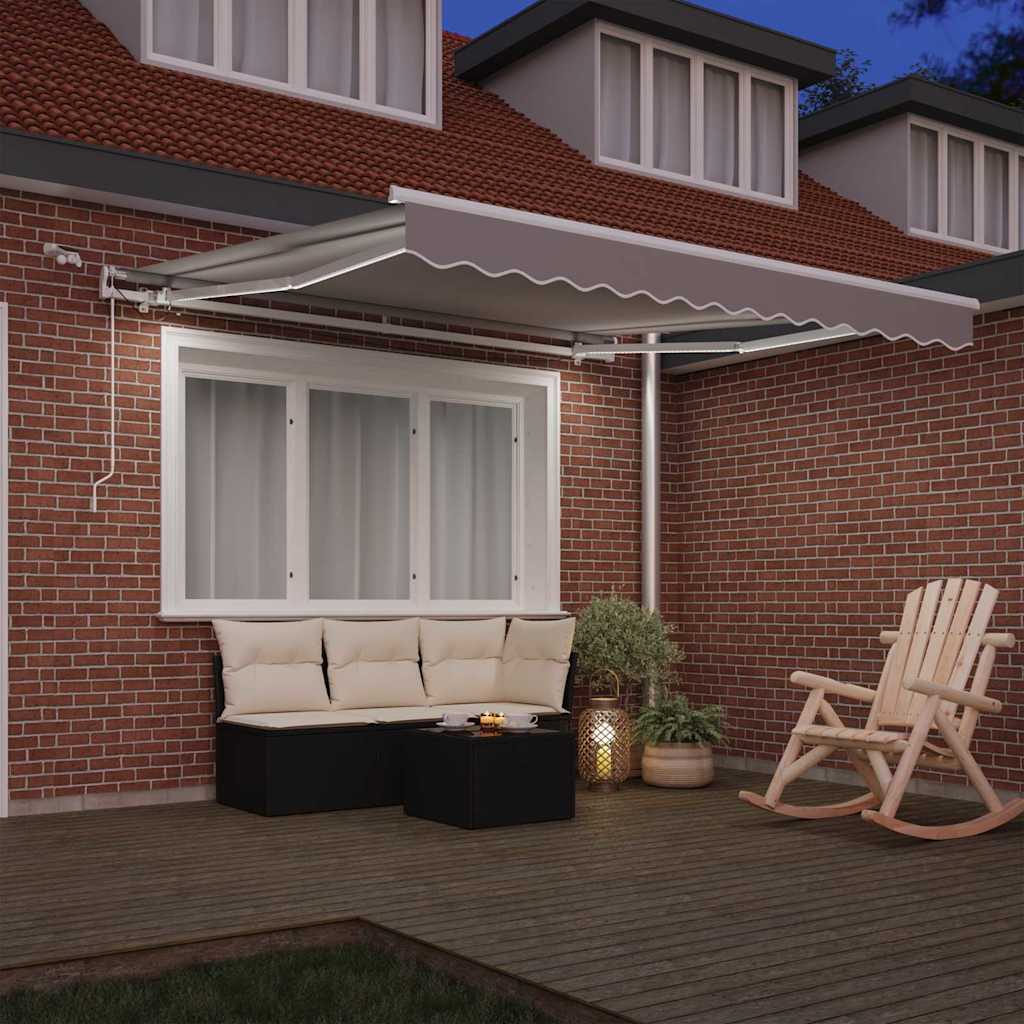 Einziehbare Markise Hellgrau 350 x 250 cm Polyester und Metall