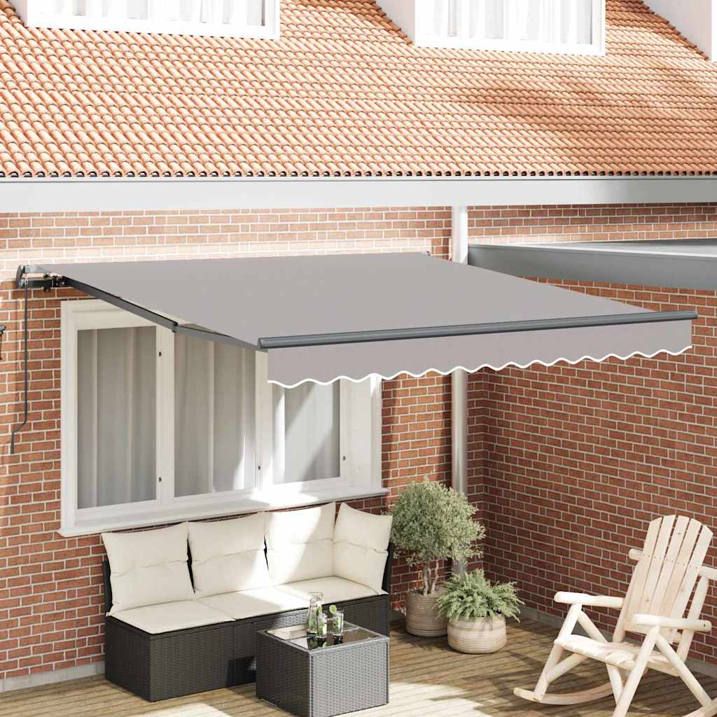 Einziehbare Markise Hellgrau 350 x 250 cm Polyester und Stahl