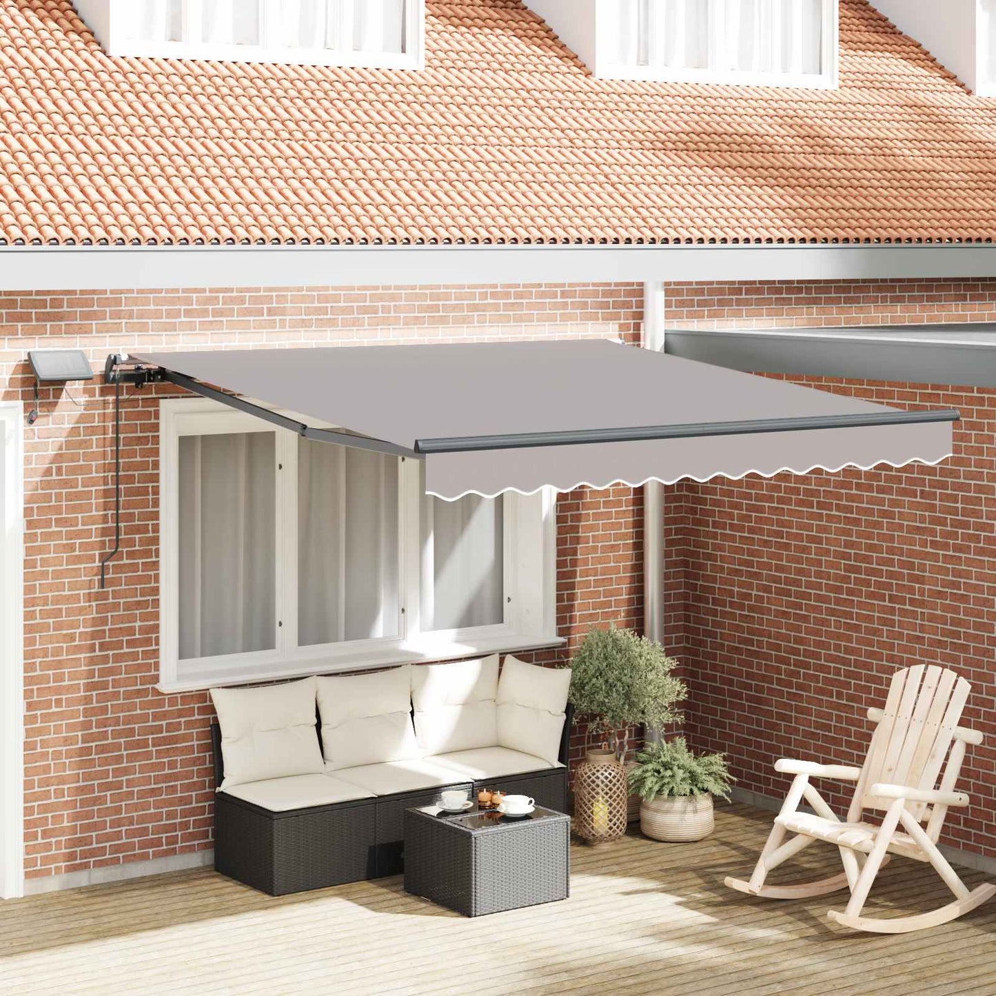 Einziehbare Markise Hellgrau 350 x 250 cm Stoff