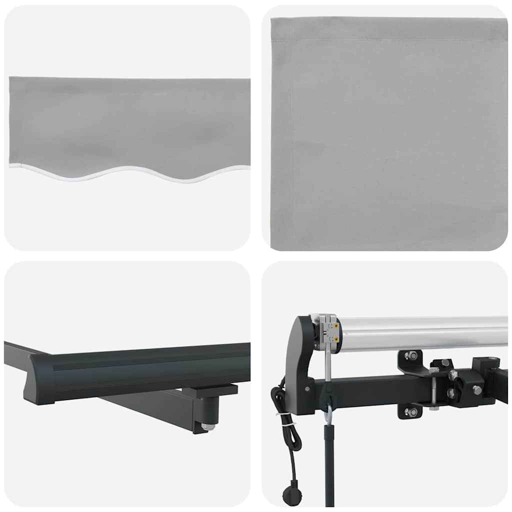 Einziehbare Markise Hellgrau 350 x 250 cm Stoff und Aluminium