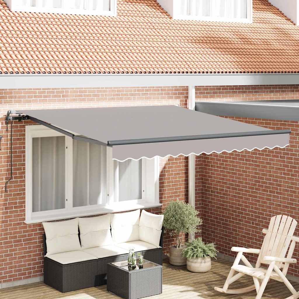 Einziehbare Markise Hellgrau 350 x 250 cm Stoff und Aluminium