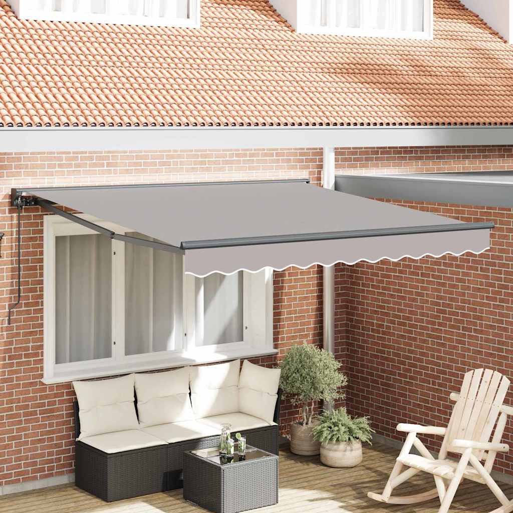 Einziehbare Markise Hellgrau 350 x 250 cm Polyester und Metall
