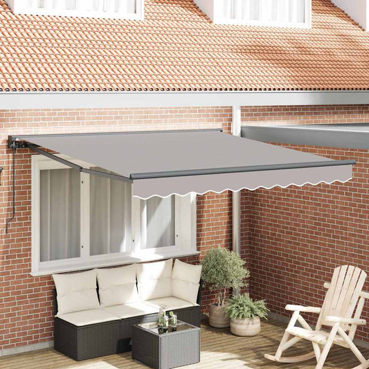 Einziehbare Markise Hellgrau 350 x 250 cm Polyester und Metall