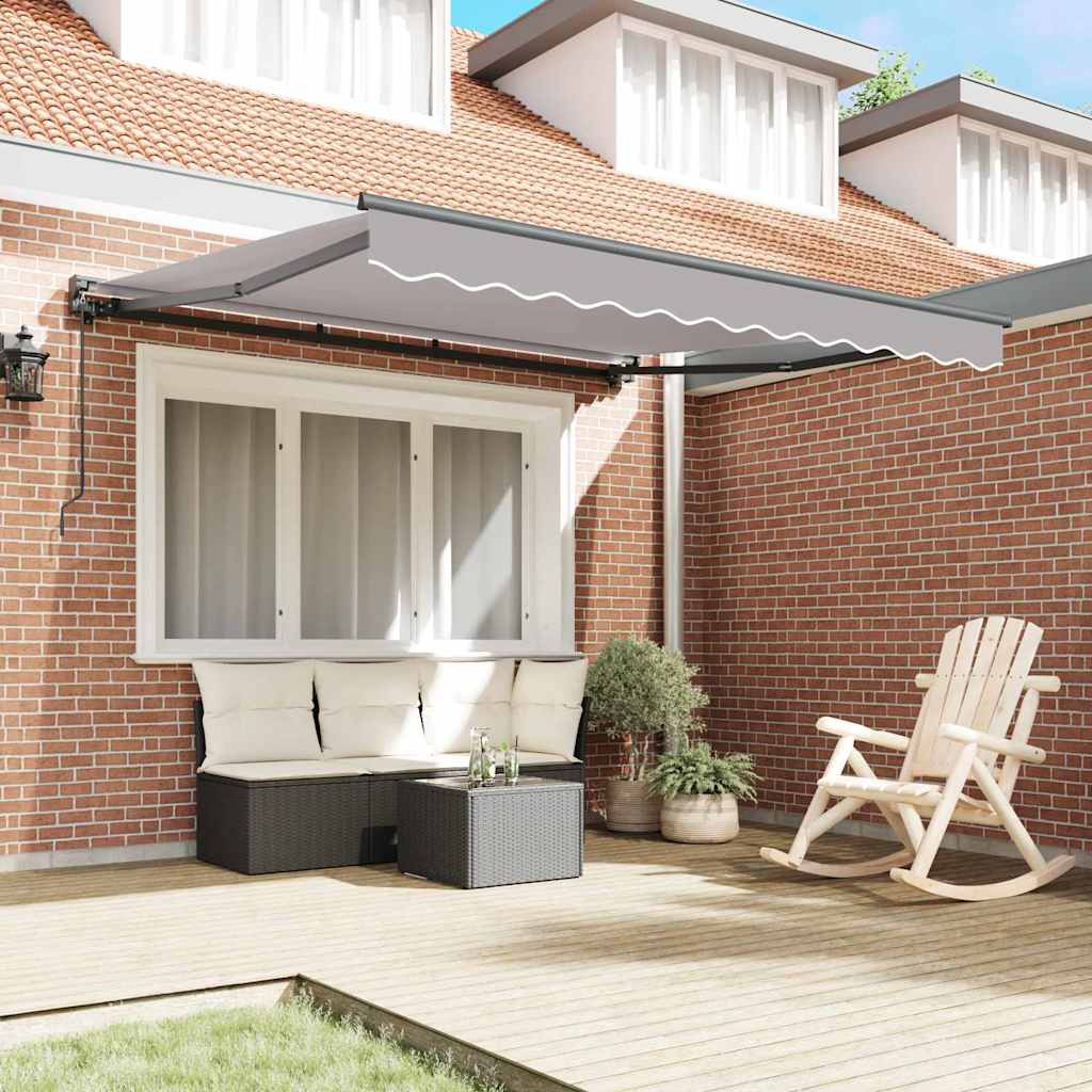 Einziehbare Markise Hellgrau 350 x 250 cm Polyester und Metall
