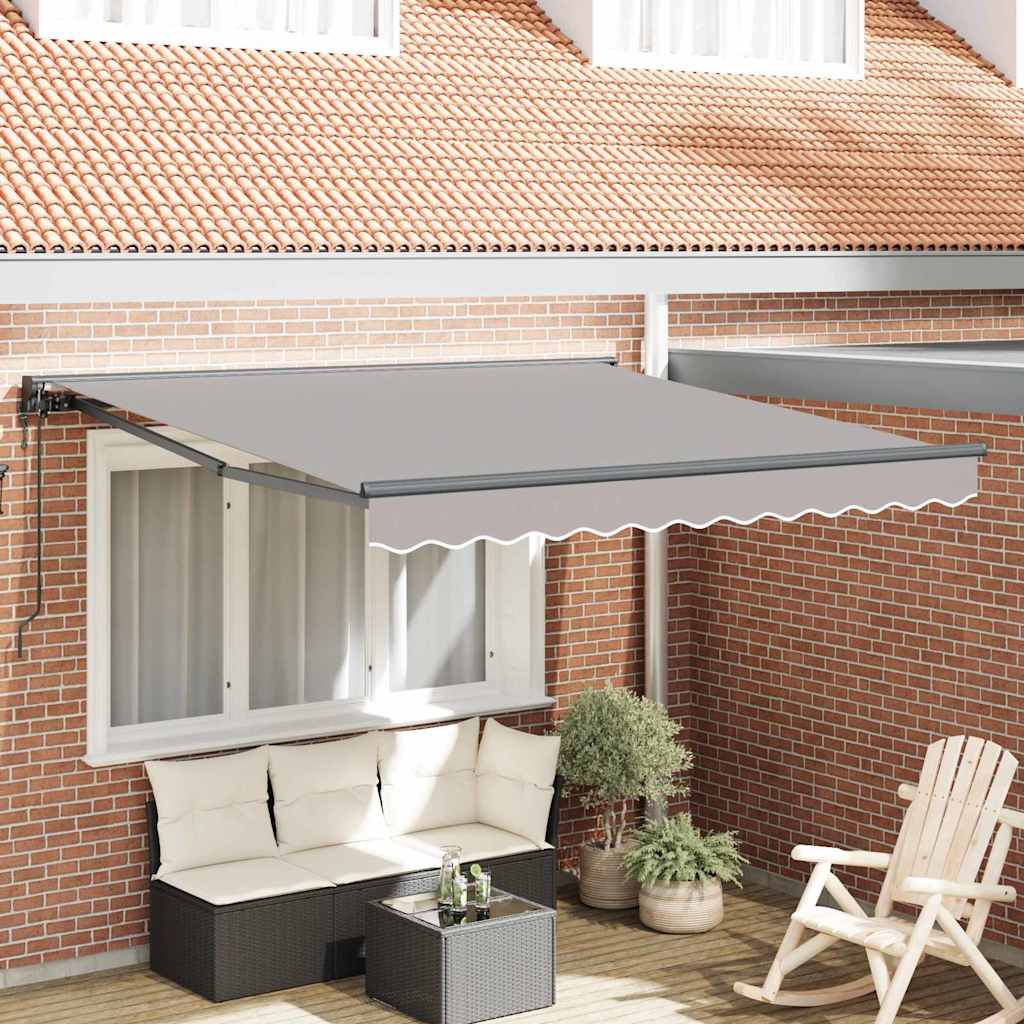 Einziehbare Markise Hellgrau 350 x 250 cm Polyester und Metall