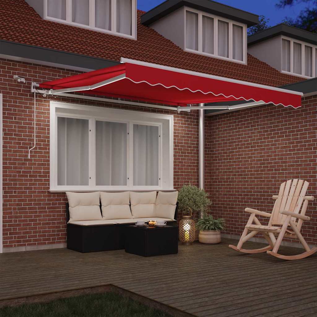 Einziehbare Markise Rot 350 x 250 cm Polyester und Metall