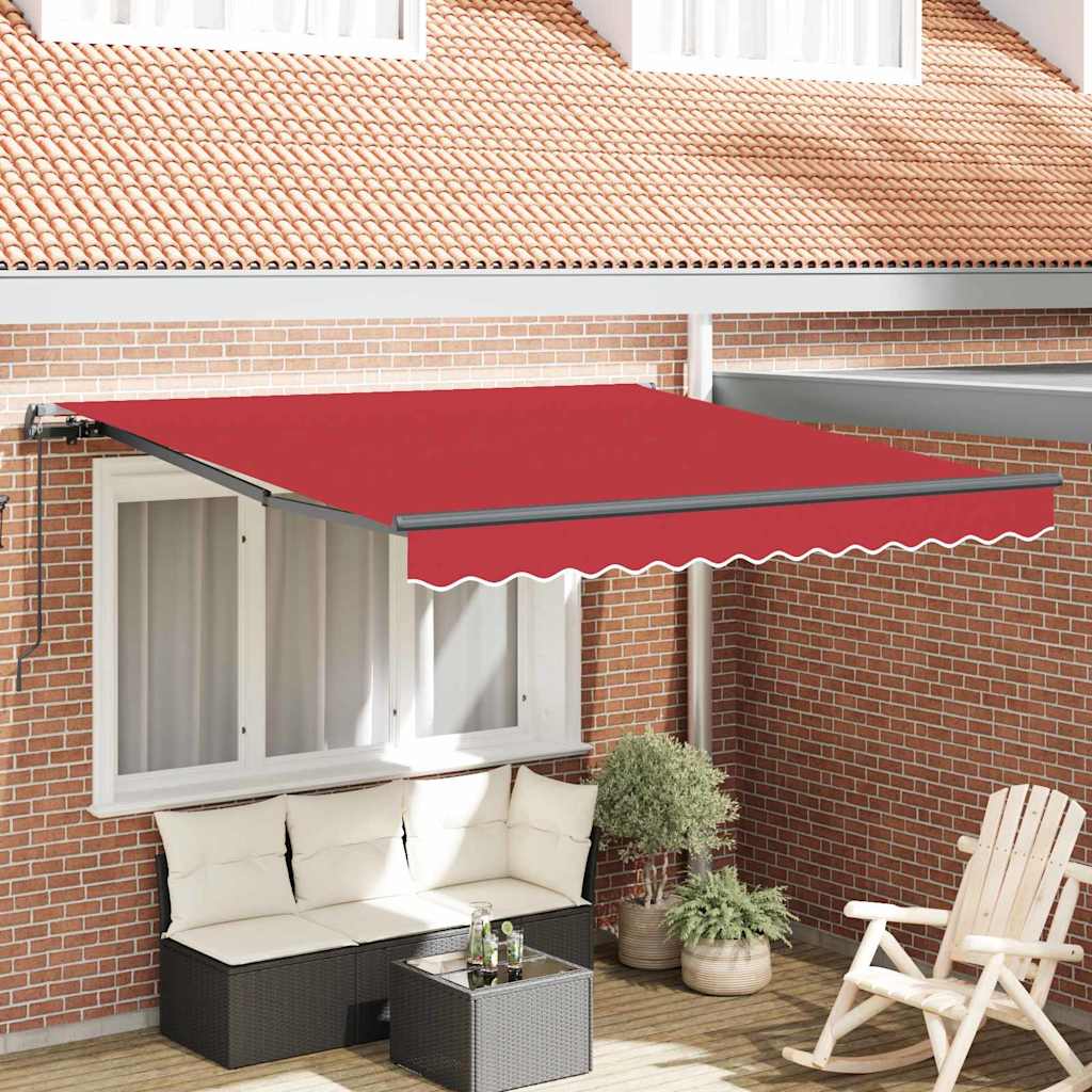 Einziehbare Markise Rot 350 x 250 cm Polyester und Stahl