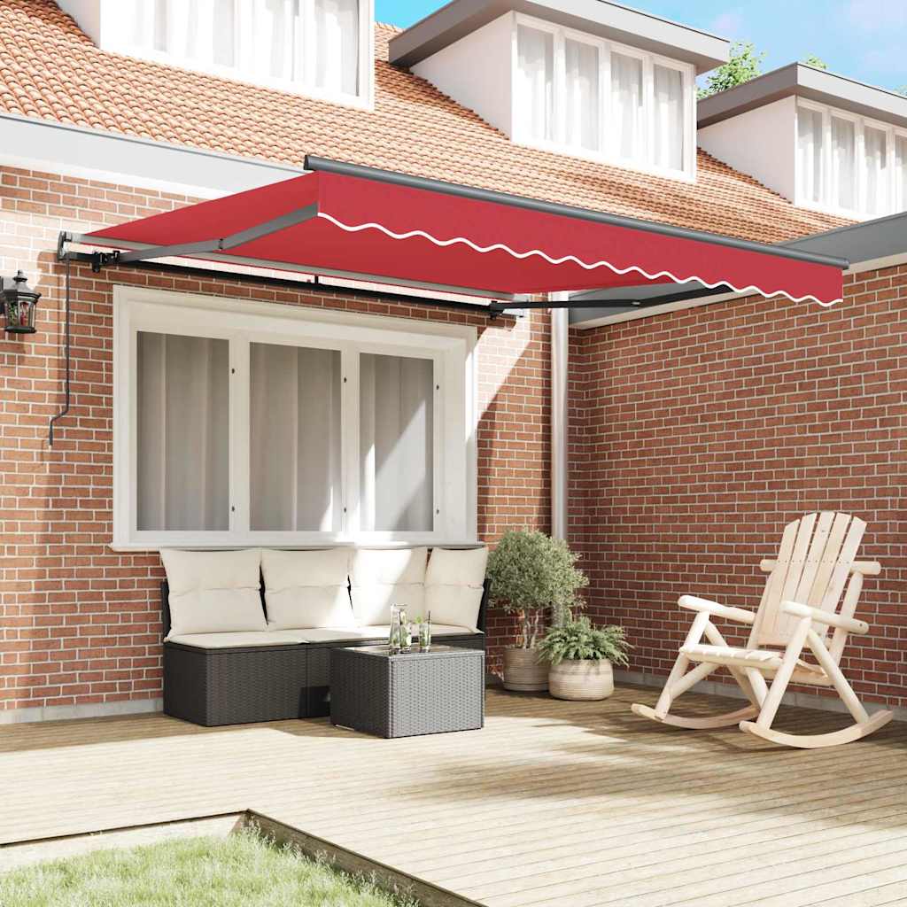 Einziehbare Markise Rot 350 x 250 cm Polyester und Stahl