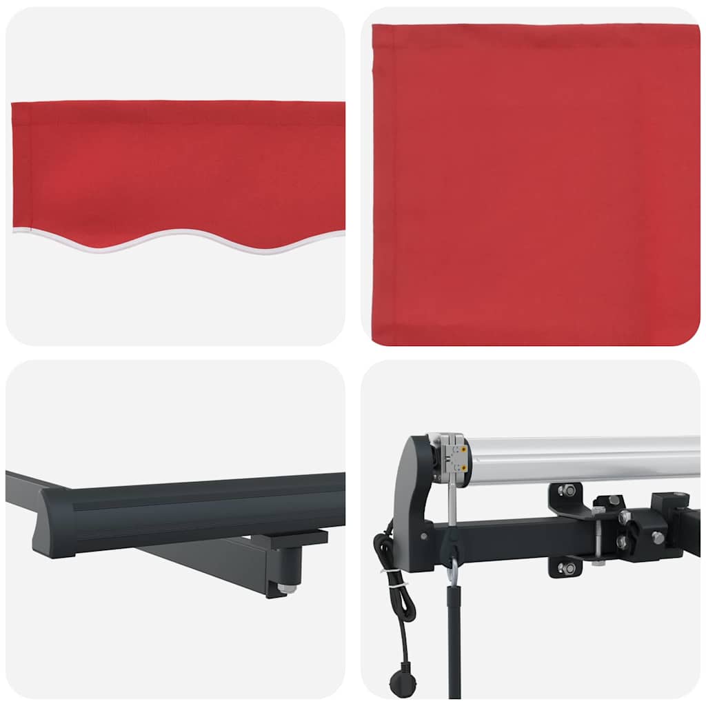 Einziehbare Markise Rot 350 x 250 cm Stoff und Aluminium