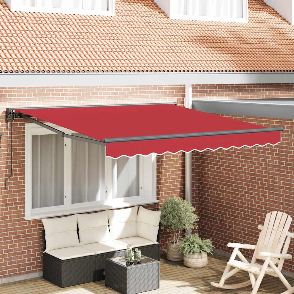 Einziehbare Markise Rot 350 x 250 cm Polyester und Metall