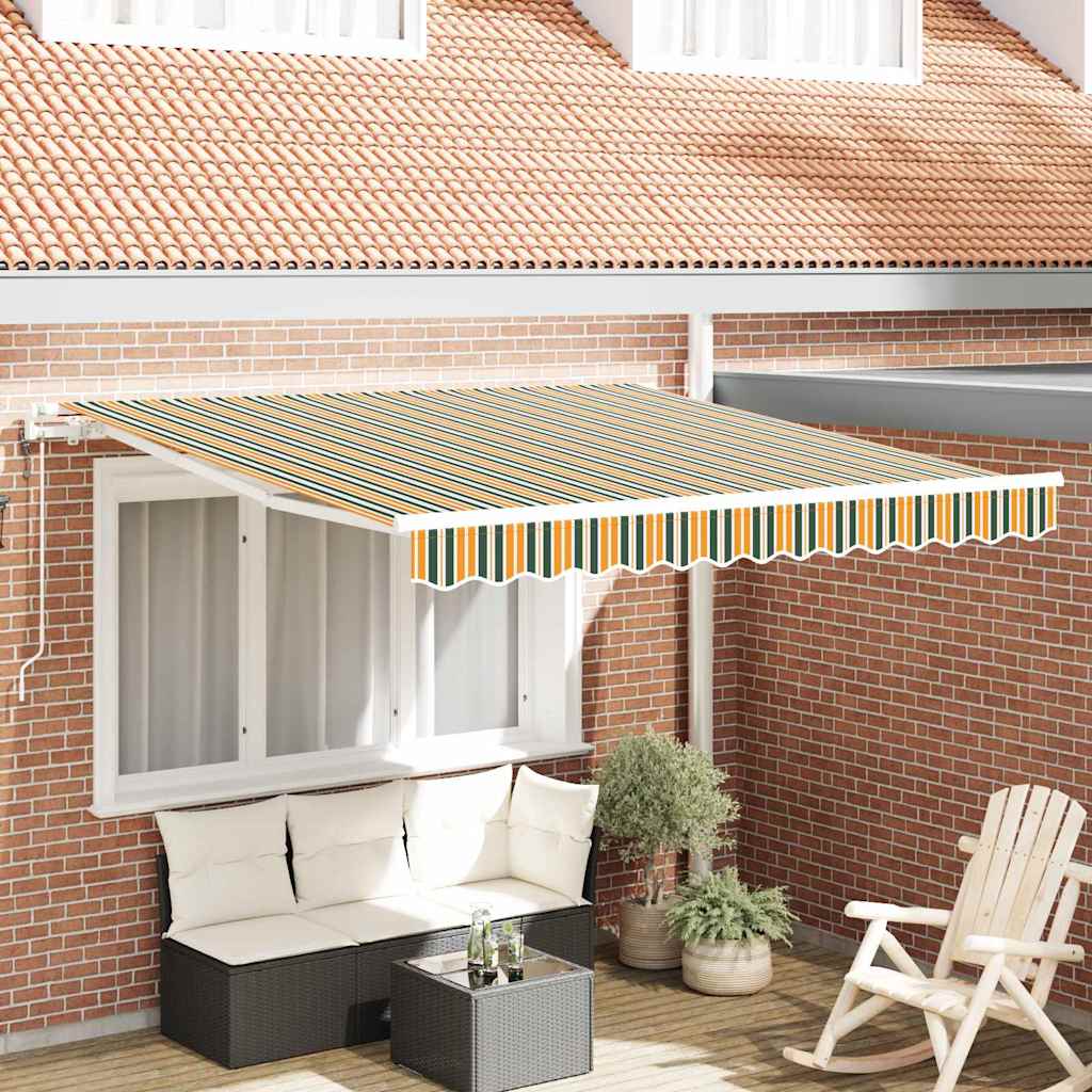 Einziehbare Markise Grün und Gelb 350 x 250 cm Stoff