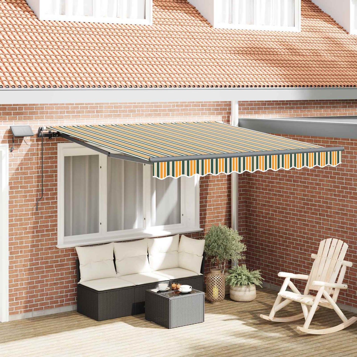 Einziehbare Markise Grün und Gelb 350 x 250 cm Stoff