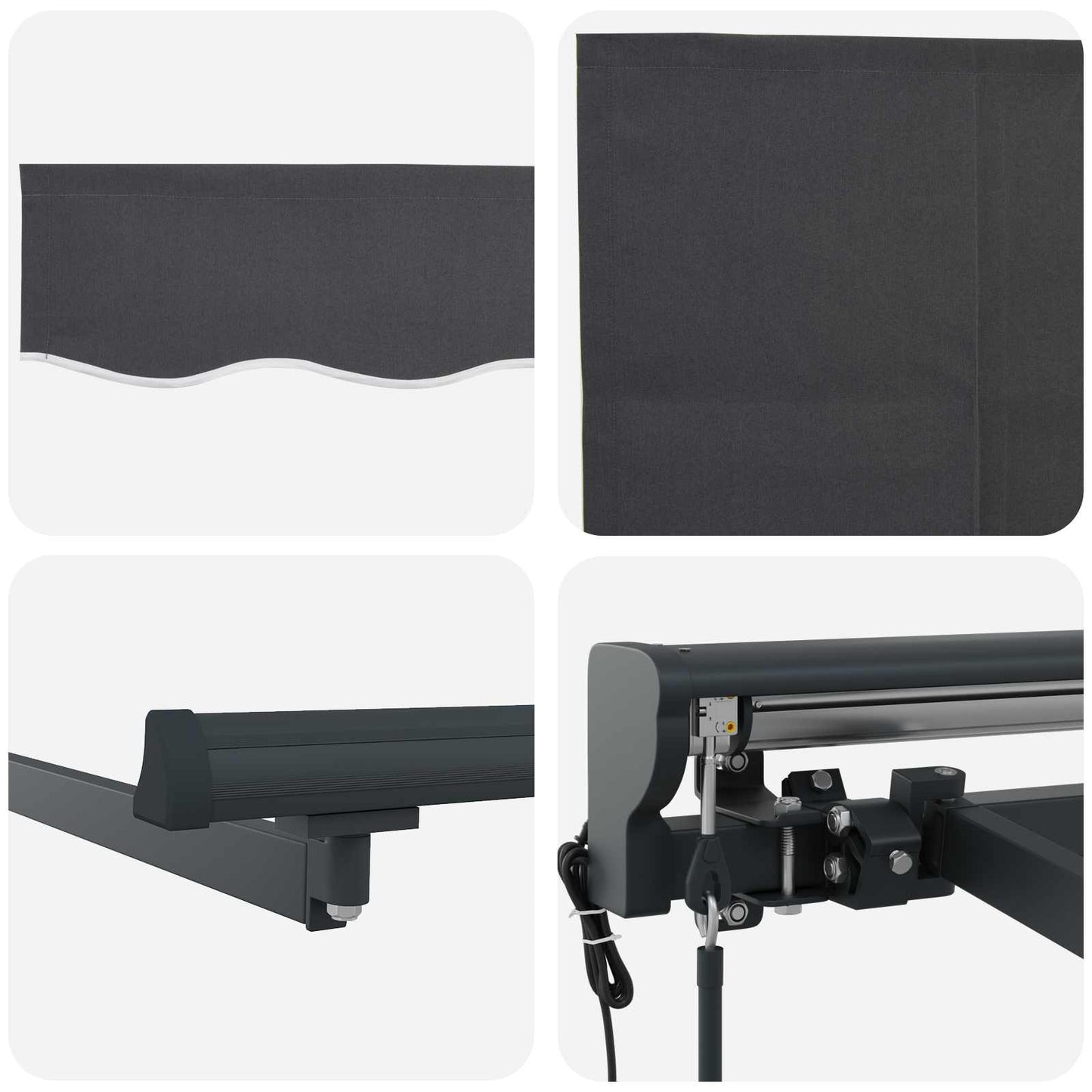 Einziehbare Markise Anthrazit 400 x 300 cm Polyester und Metall