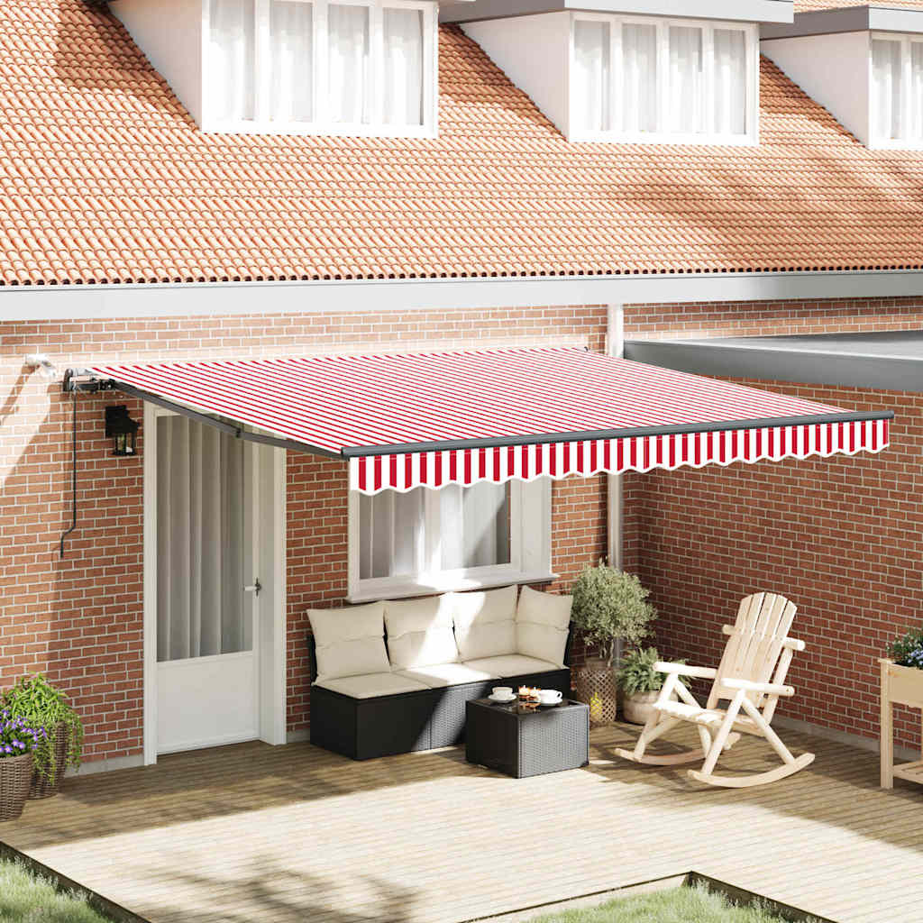 Markisenstoff mit Rot und Weiß 400 x 300 cm Polyester