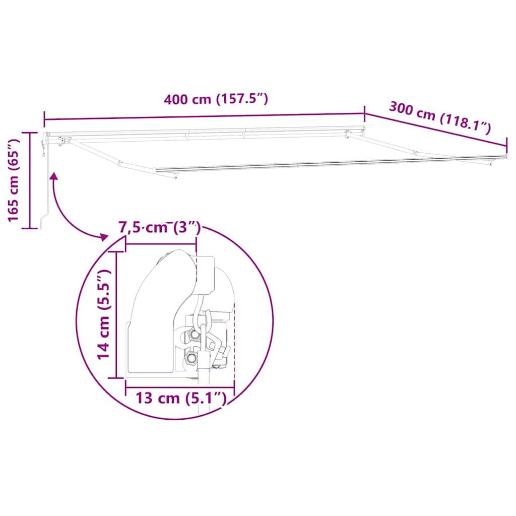 Einziehbare Markise Mehrfarbig 400 x 300 cm Stoff