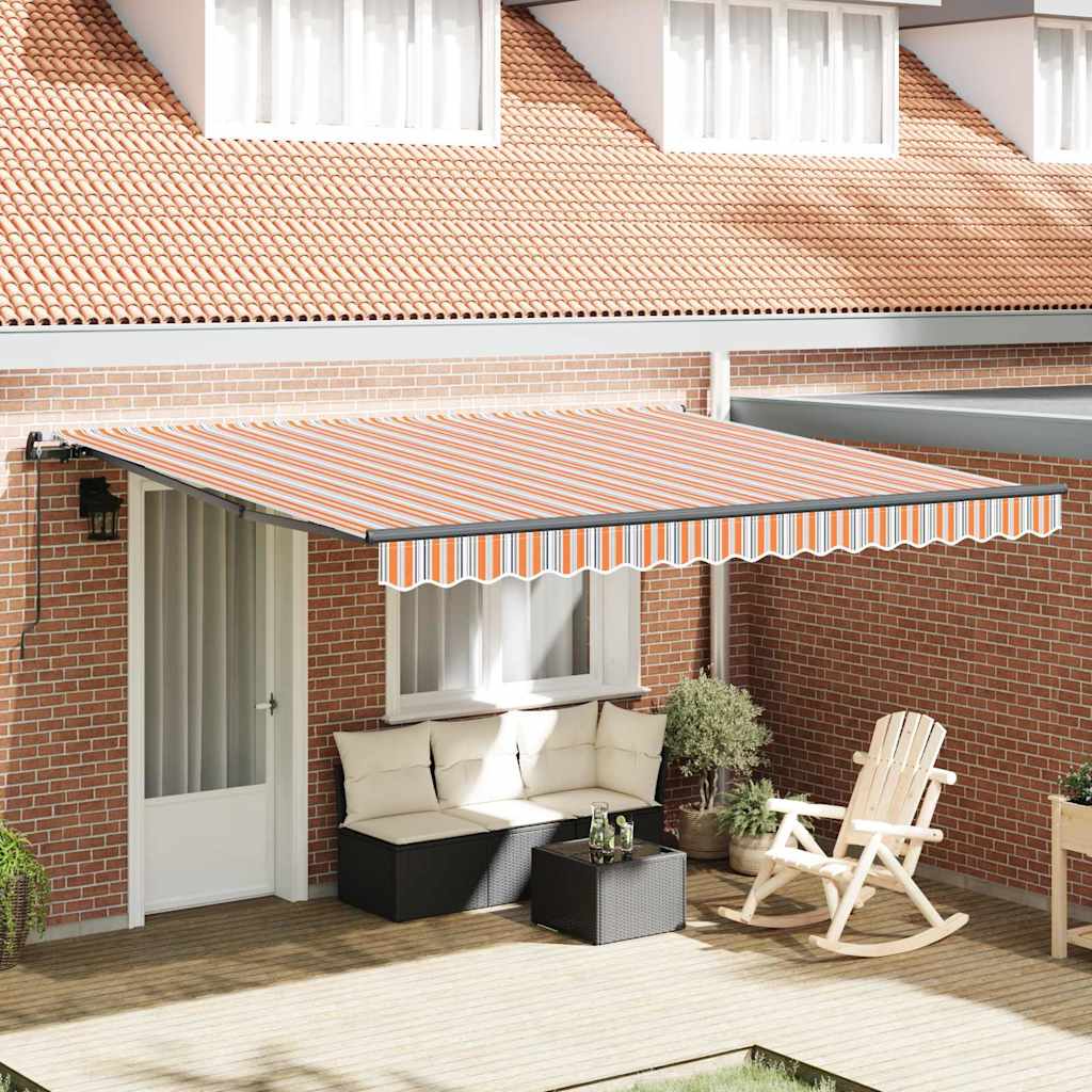 Einziehbare Markise Mehrfarbig 400 x 300 cm Polyester und Stahl