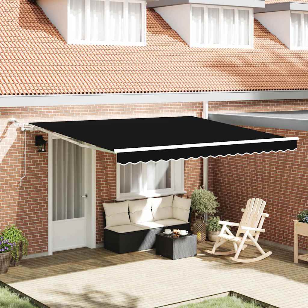 Einziehbare Markise Schwarz 400 x 300 cm Polyester und Metall