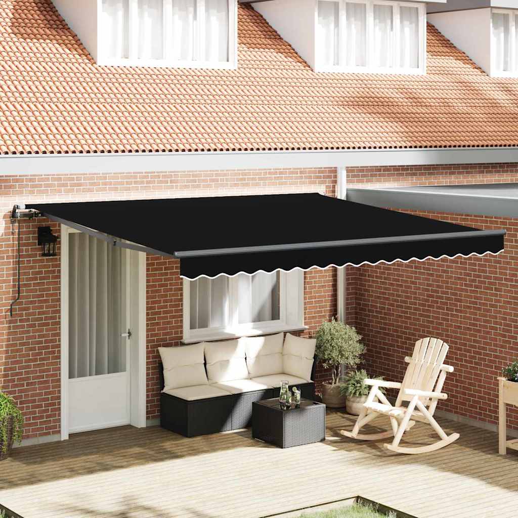 Einziehbare Markise Schwarz 400 x 300 cm Stoff und Aluminium