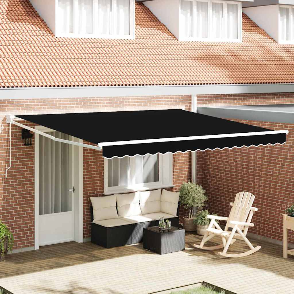 Einziehbare Markise Schwarz 400 × 300 cm Polyester und Metall