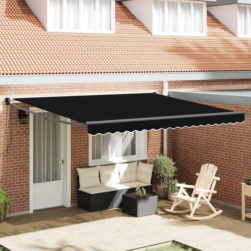 Einziehbare Markise Schwarz 400 × 300 cm Polyester und Metall