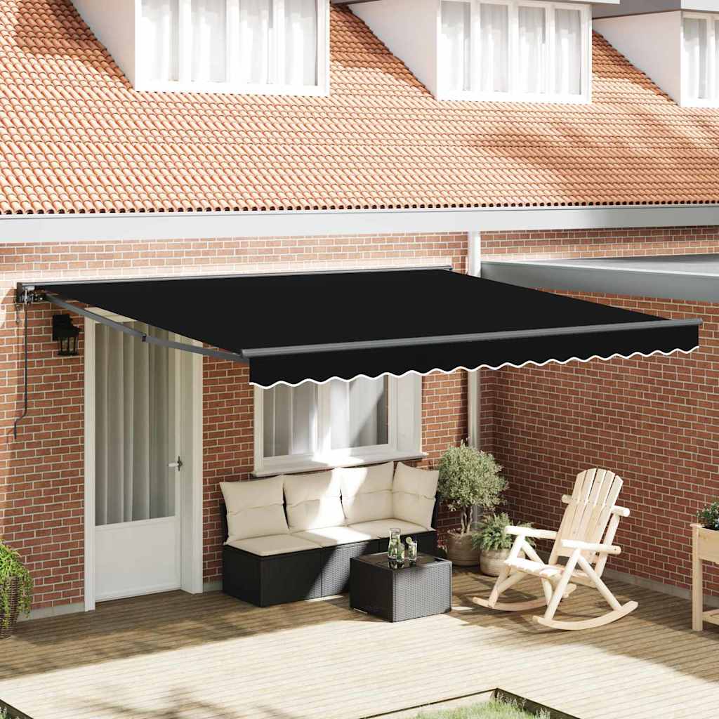 Einziehbare Markise Schwarz 400 x 300 cm Polyester und Metall