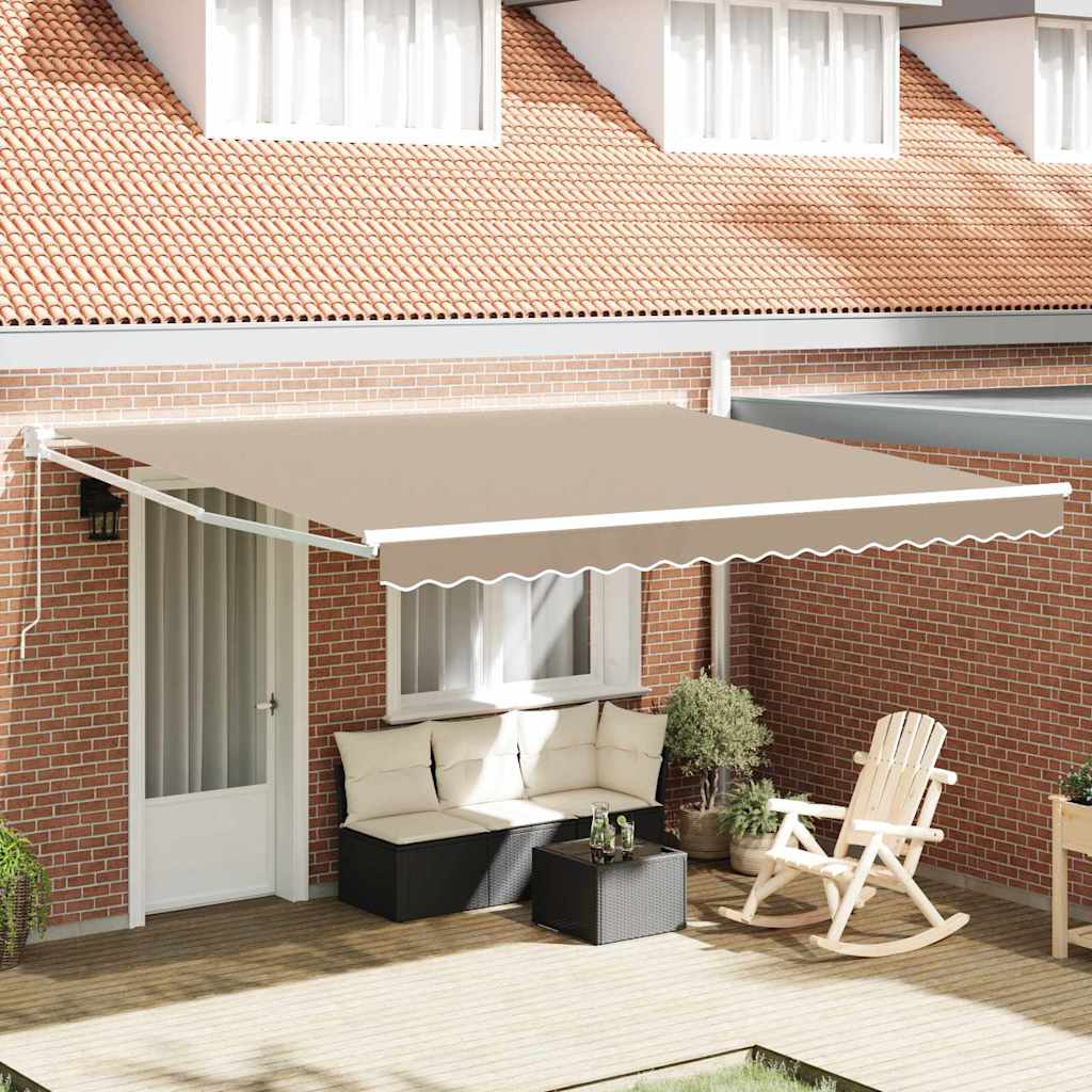Einziehbare Markise Beige 400 × 300 cm Polyester und Metall
