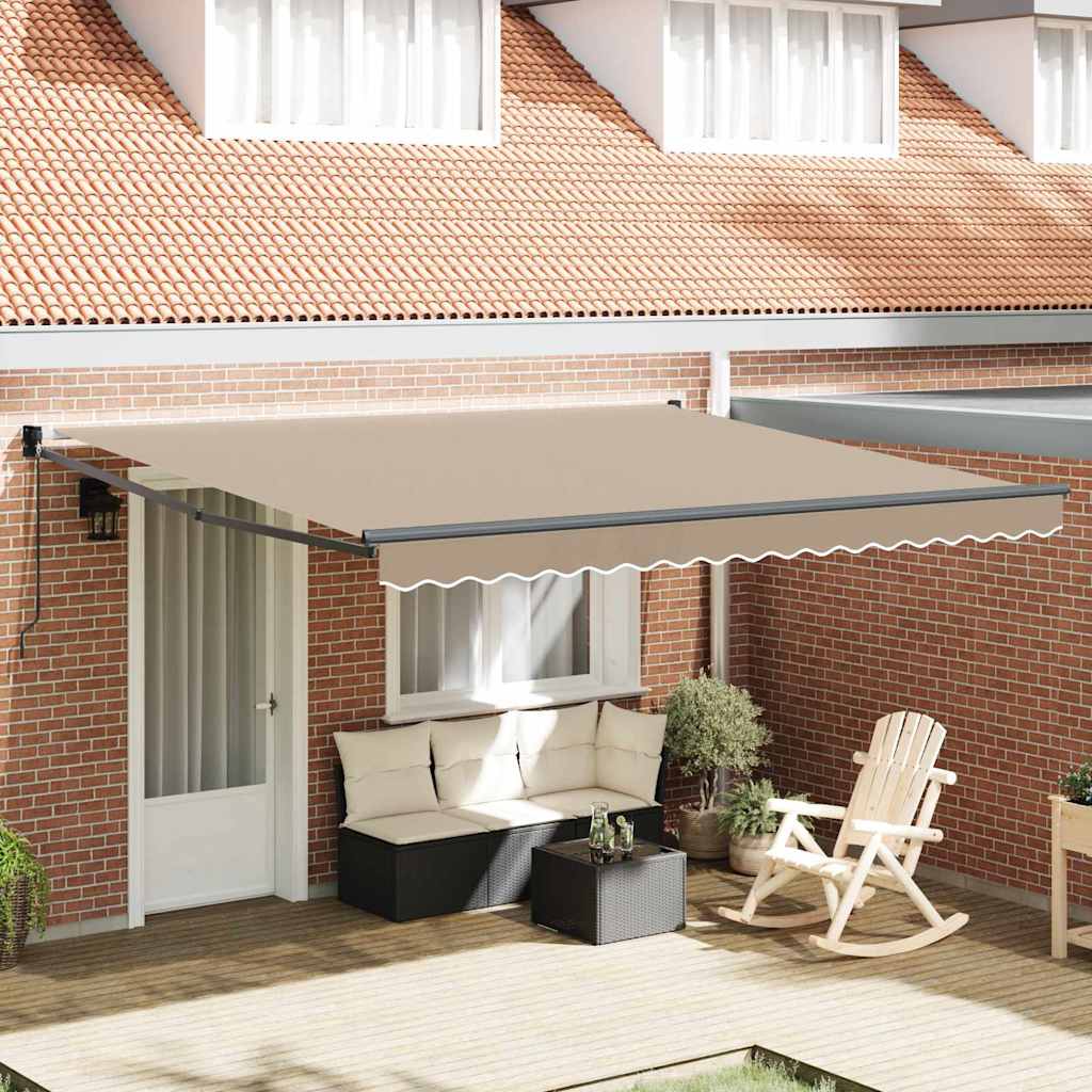 Einziehbare Markise Beige 400 x 300 cm Polyester und Aluminium