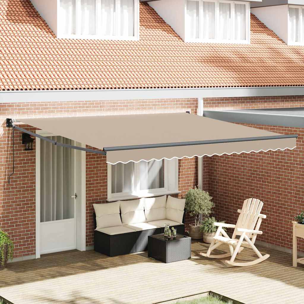 Einziehbare Markise Beige 400 × 300 cm Polyester und Metall