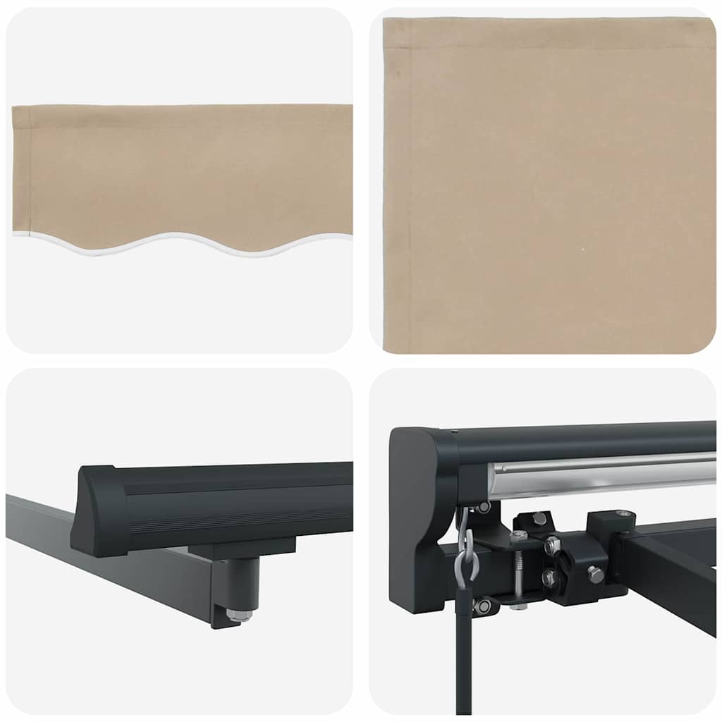 Einziehbare Markise Beige 400 x 300 cm Polyester und Metall