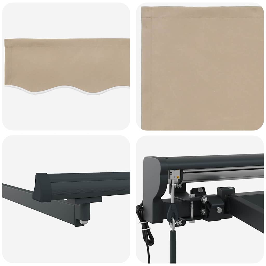 Einziehbare Markise Beige 400 x 300 cm Polyester und Metall