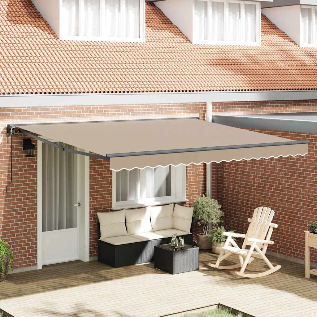Einziehbare Markise Beige 400 x 300 cm Polyester und Metall
