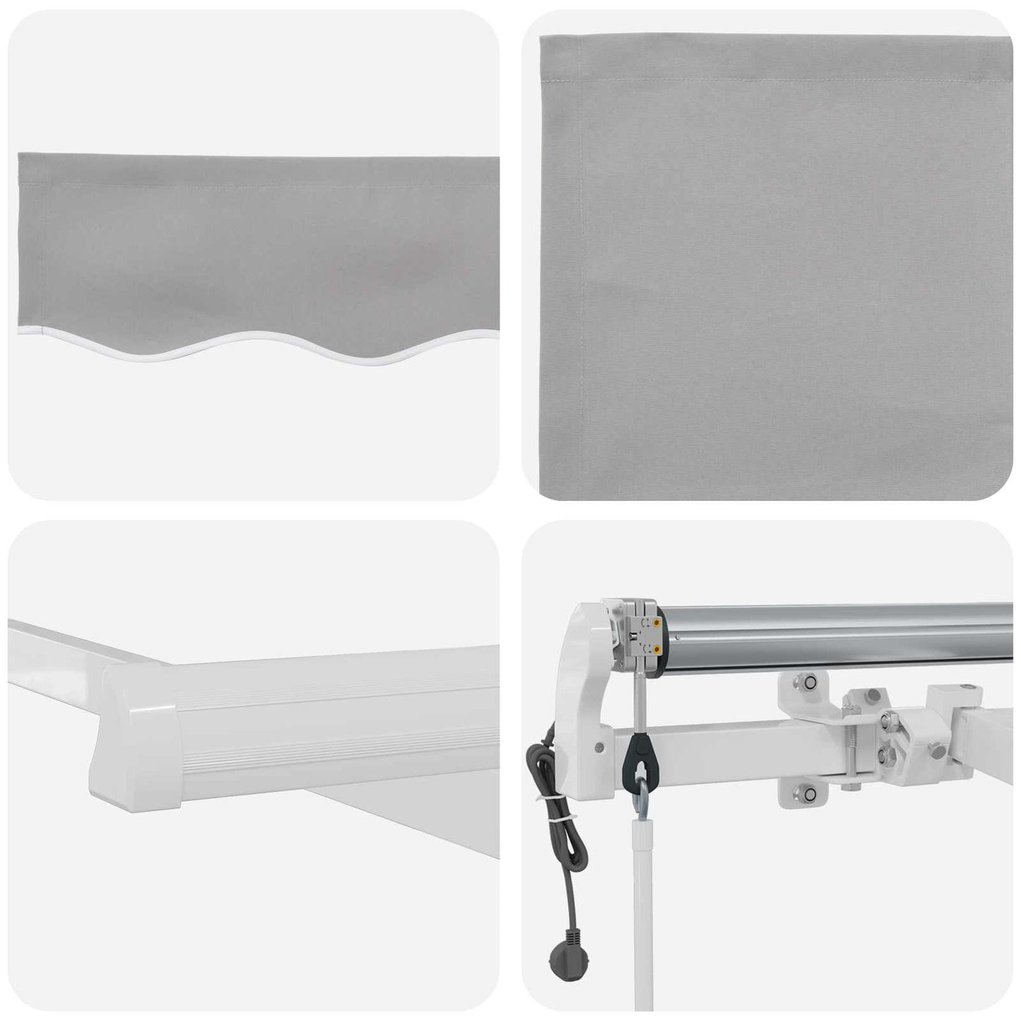 Einziehbare Markise Hellgrau 400 x 300 cm Stoff